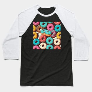 Donuts Pattern Line Drawing Colorful, Birthday Gift ideas for Donuts Lover Baseball T-Shirt